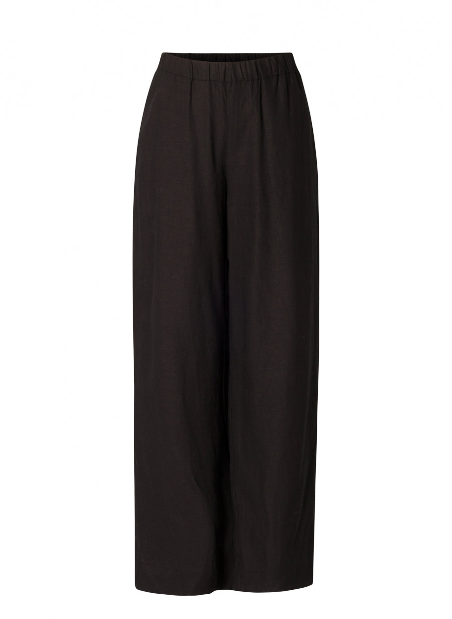 Tijdloze Zwarte Linnen Broek Met Hoge Taille