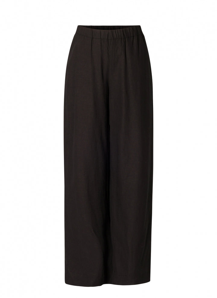 Tijdloze Zwarte Linnen Broek Met Hoge Taille