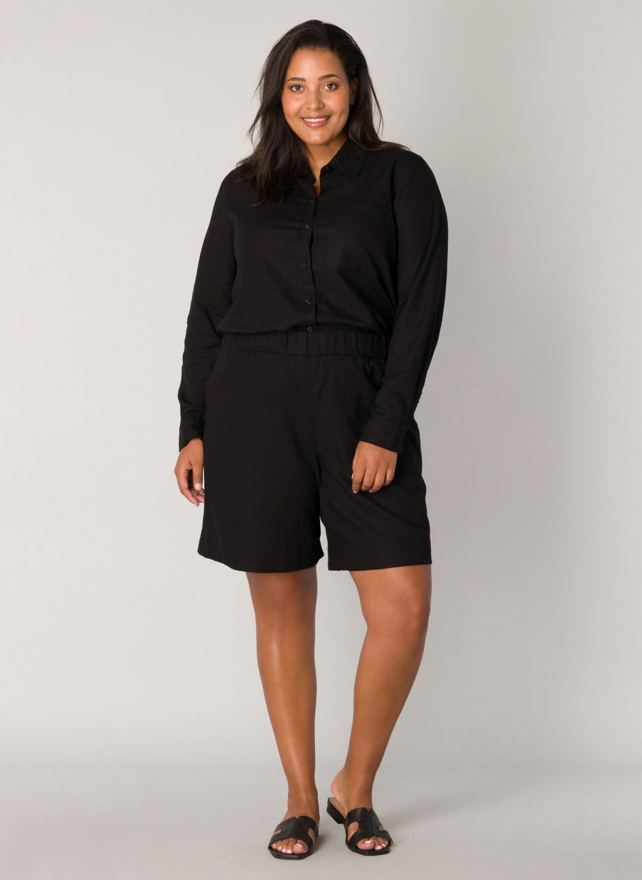 Tijdloze Linnen Short Met Elastische Taille