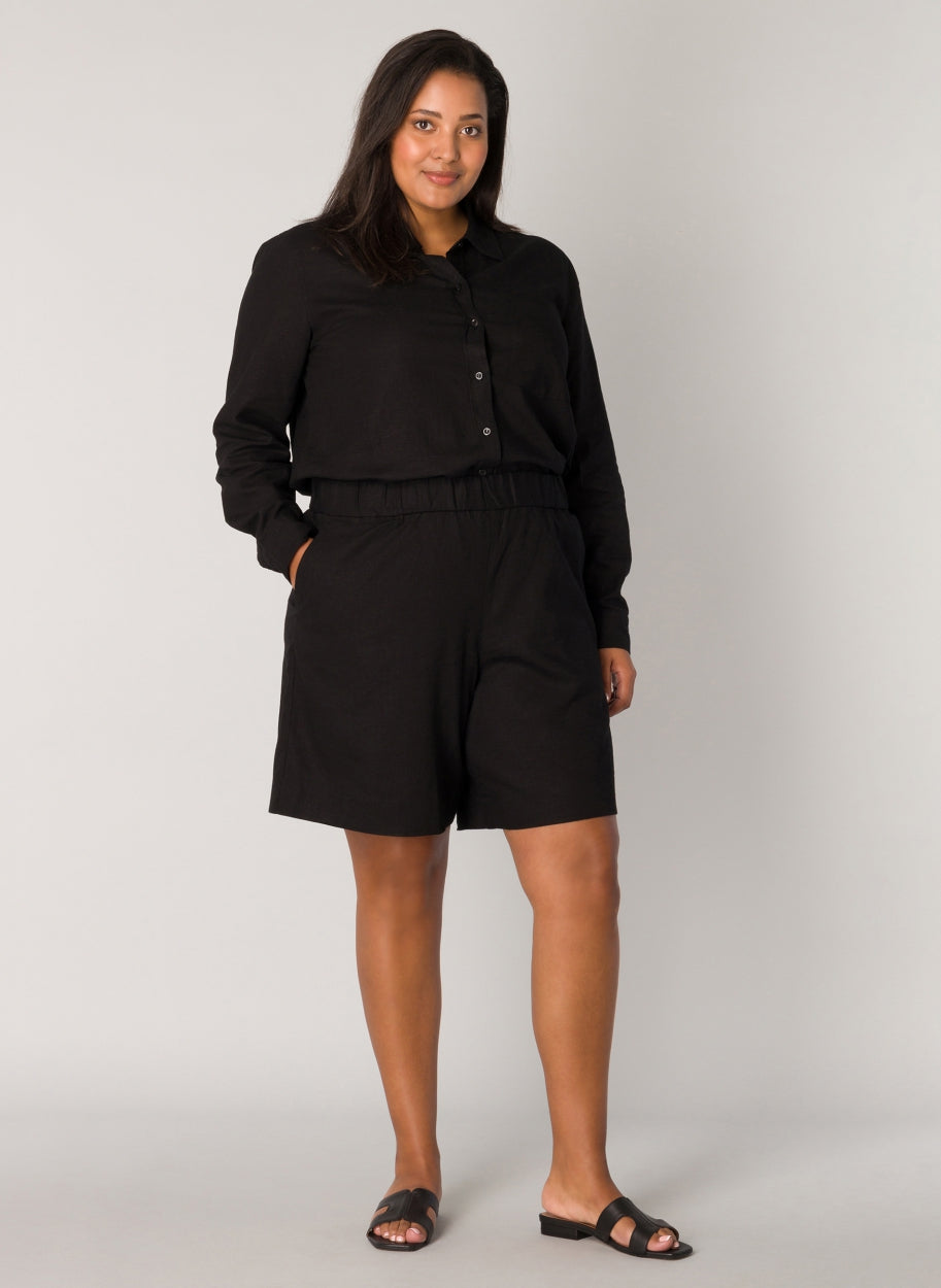Tijdloze Linnen Short Met Elastische Taille