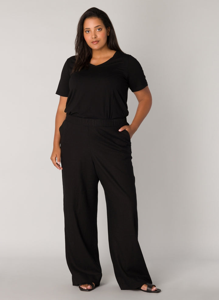 Tijdloze Zwarte Linnen Broek Met Hoge Taille