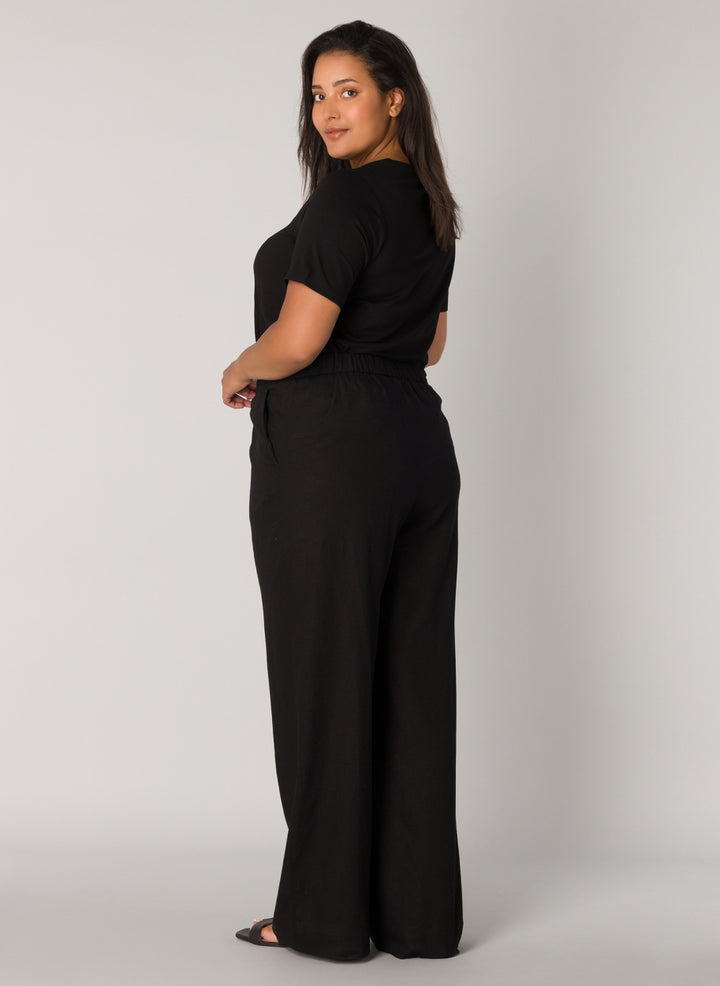 Tijdloze Zwarte Linnen Broek Met Hoge Taille