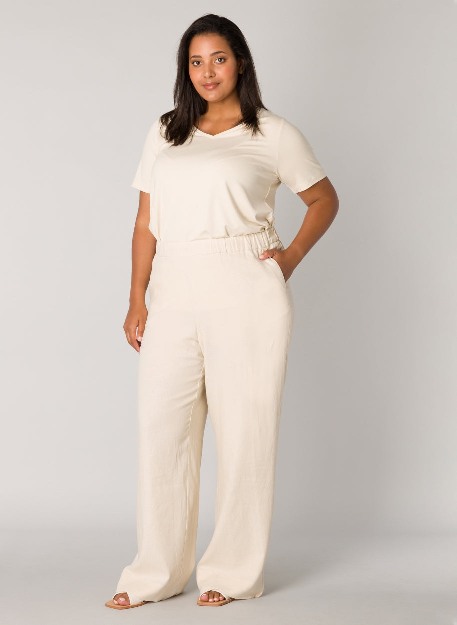 Tijdloze Linnen Broek Met Hoge Taille