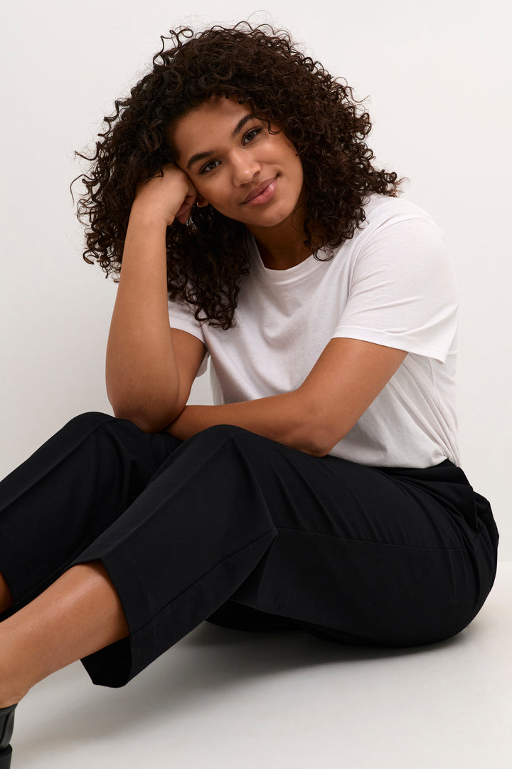 Zwarte Cropped Broek Met Rechte Pijp