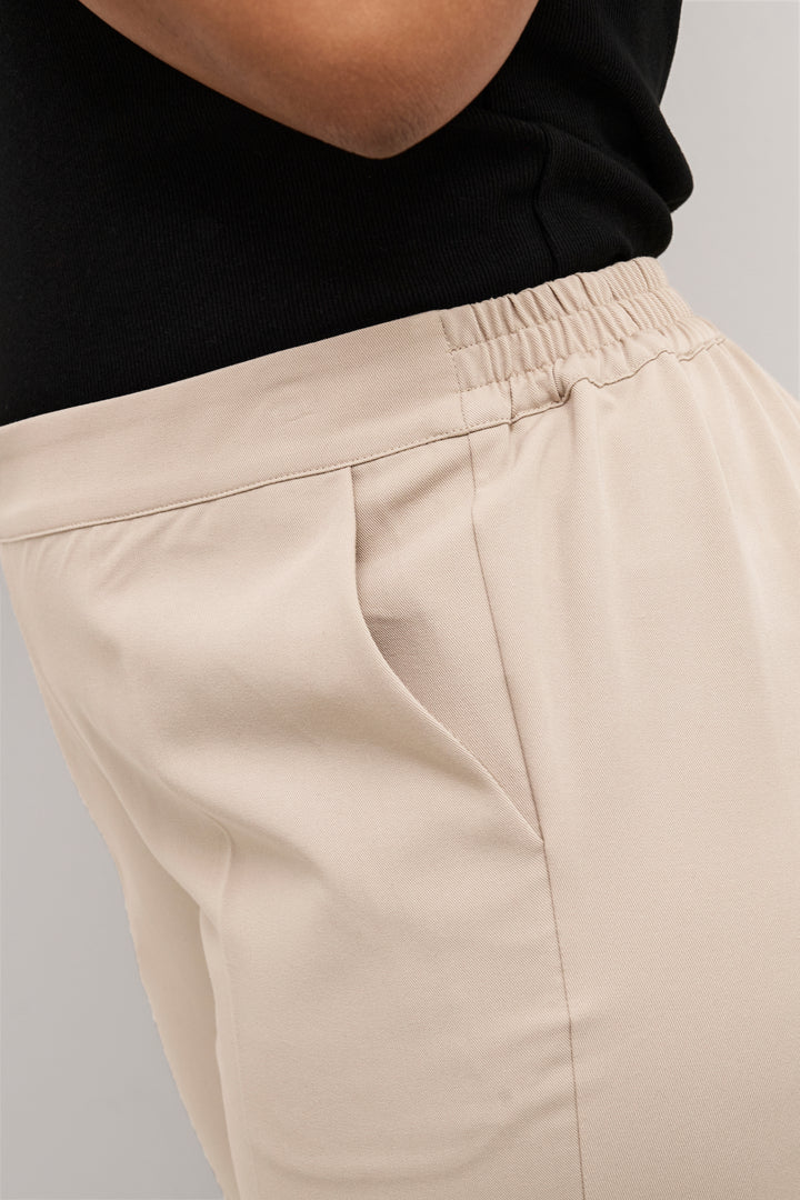 beige cropped broek - kaffe curve - - grote maten - dameskleding - kledingwinkel - herent - leuven