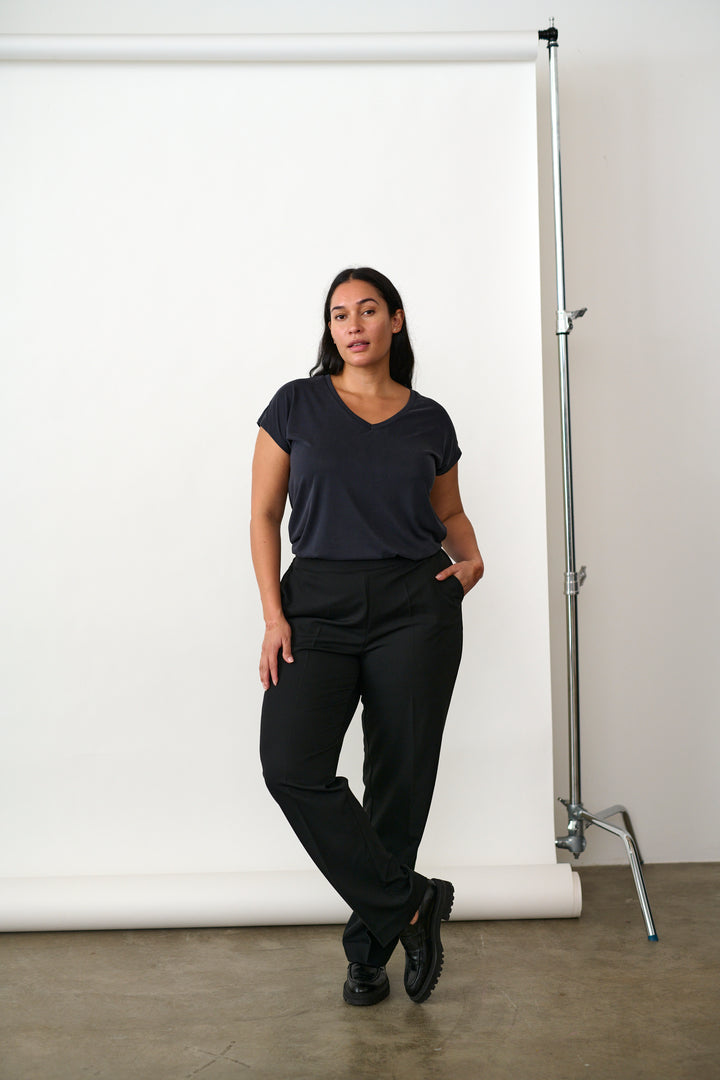 Zwarte Broek Met Elastische Taille En Steekzakken