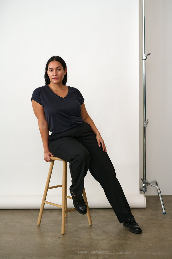 Zwarte Broek Met Elastische Taille En Steekzakken
