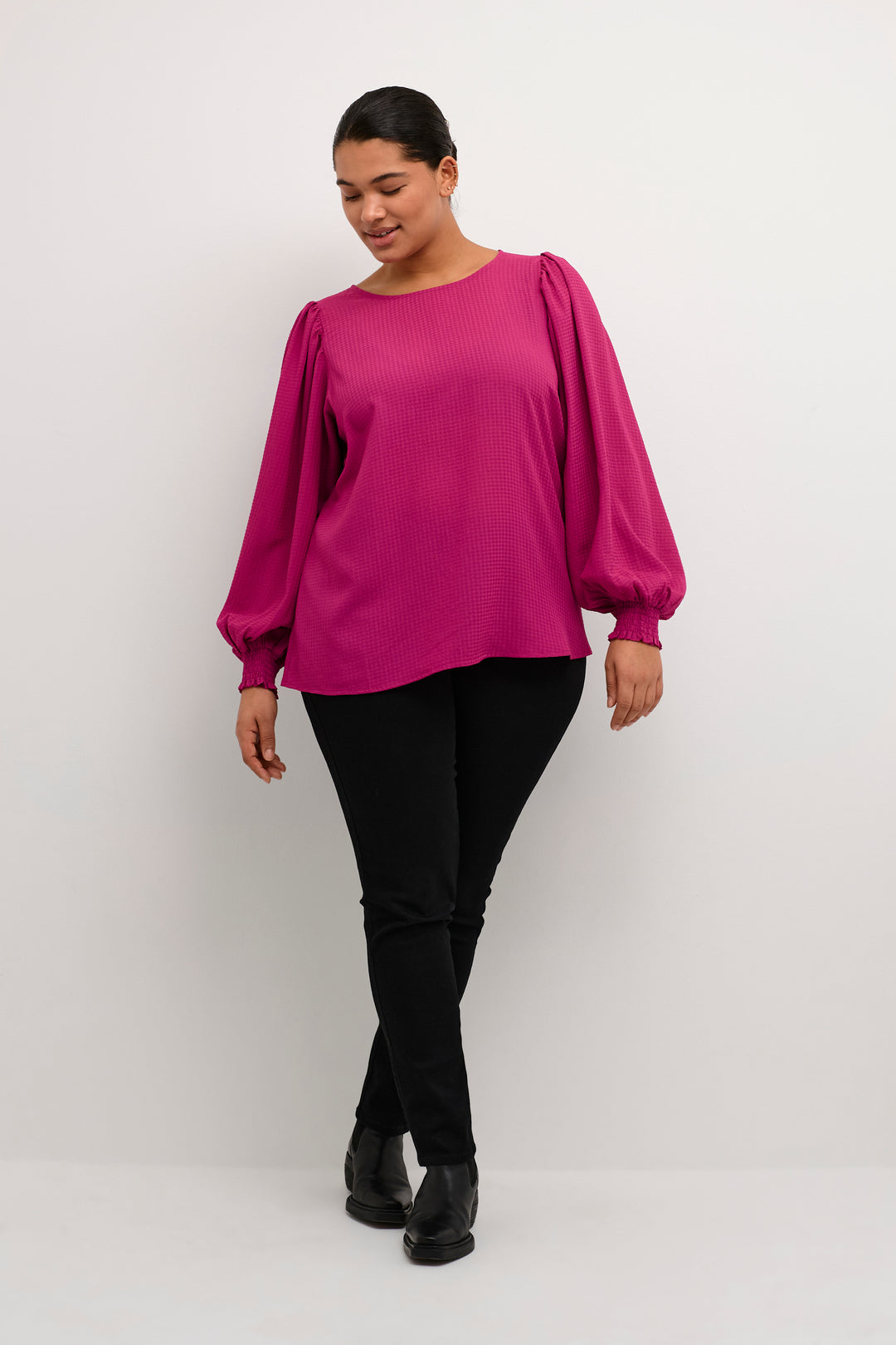 fuchsia blouse - kaffe curve - - grote maten - dameskleding - kledingwinkel - herent - leuven