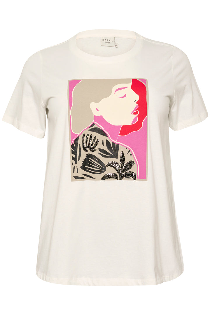 t-shirt met decoratieve tekening - kaffe curve - - grote maten - dameskleding - kledingwinkel - herent - leuven