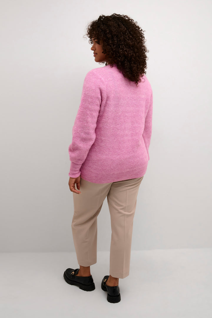 cyclaam roze cardigan - kaffe curve - - grote maten - dameskleding - kledingwinkel - herent - leuven