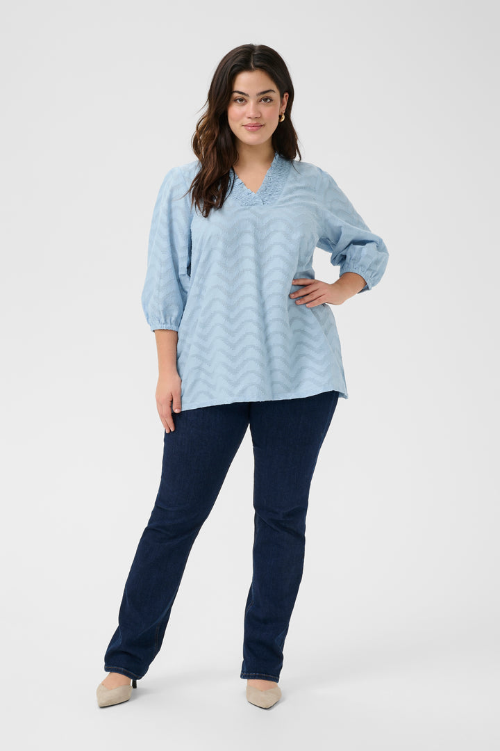 Luchtige Blouse Met Zigzagpatroon En Ruches
