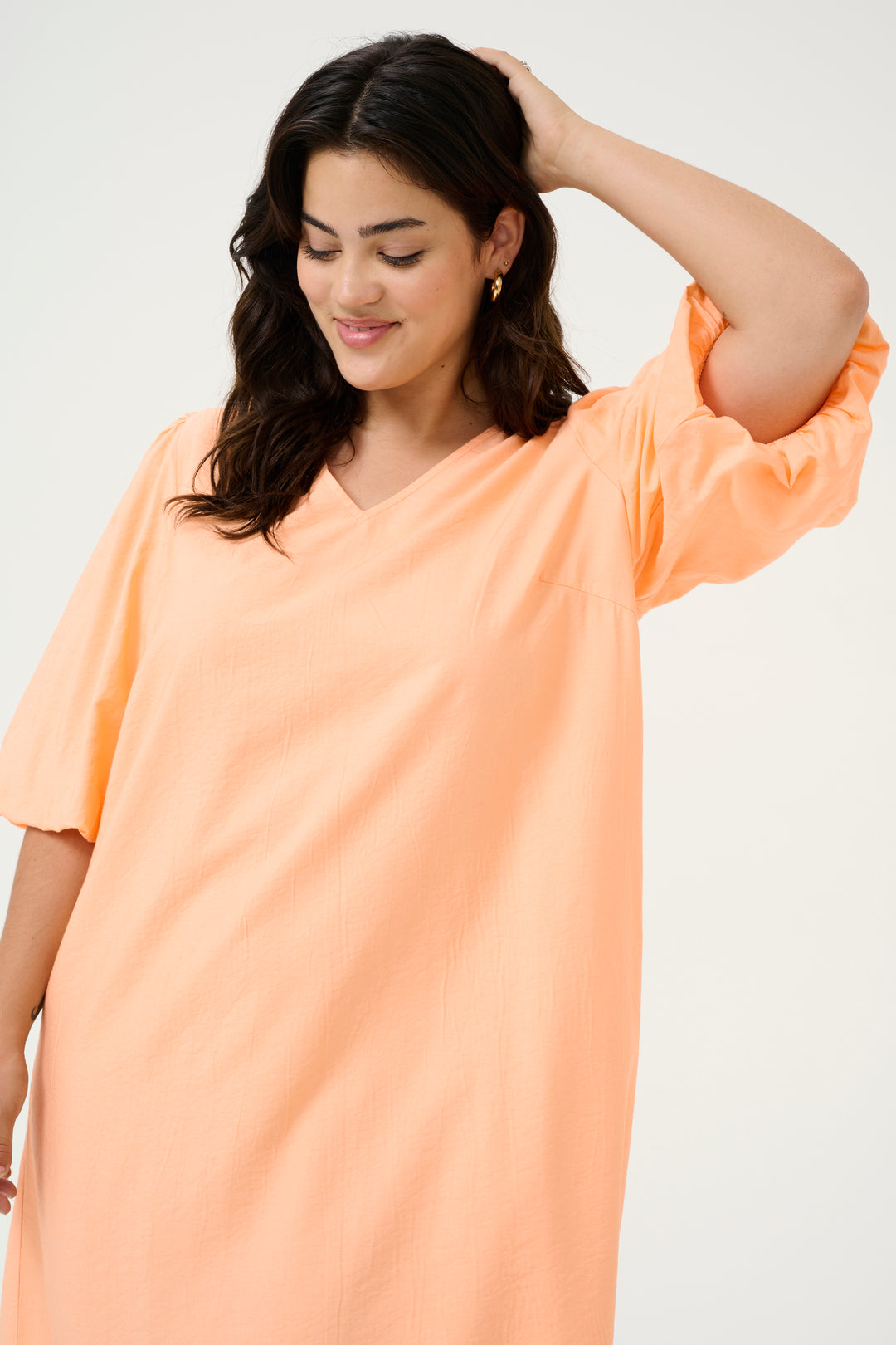 Viscose Jurk Met Pofmouwen