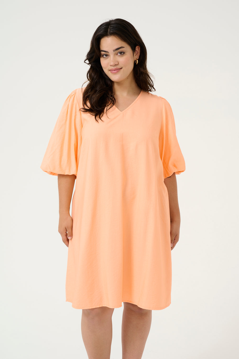 Viscose Jurk Met Pofmouwen