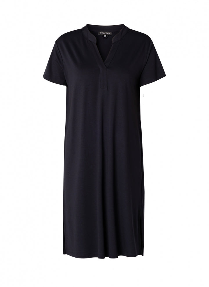 Tijdloze Marineblauwe Midi-Jurk Met Taille Riem
