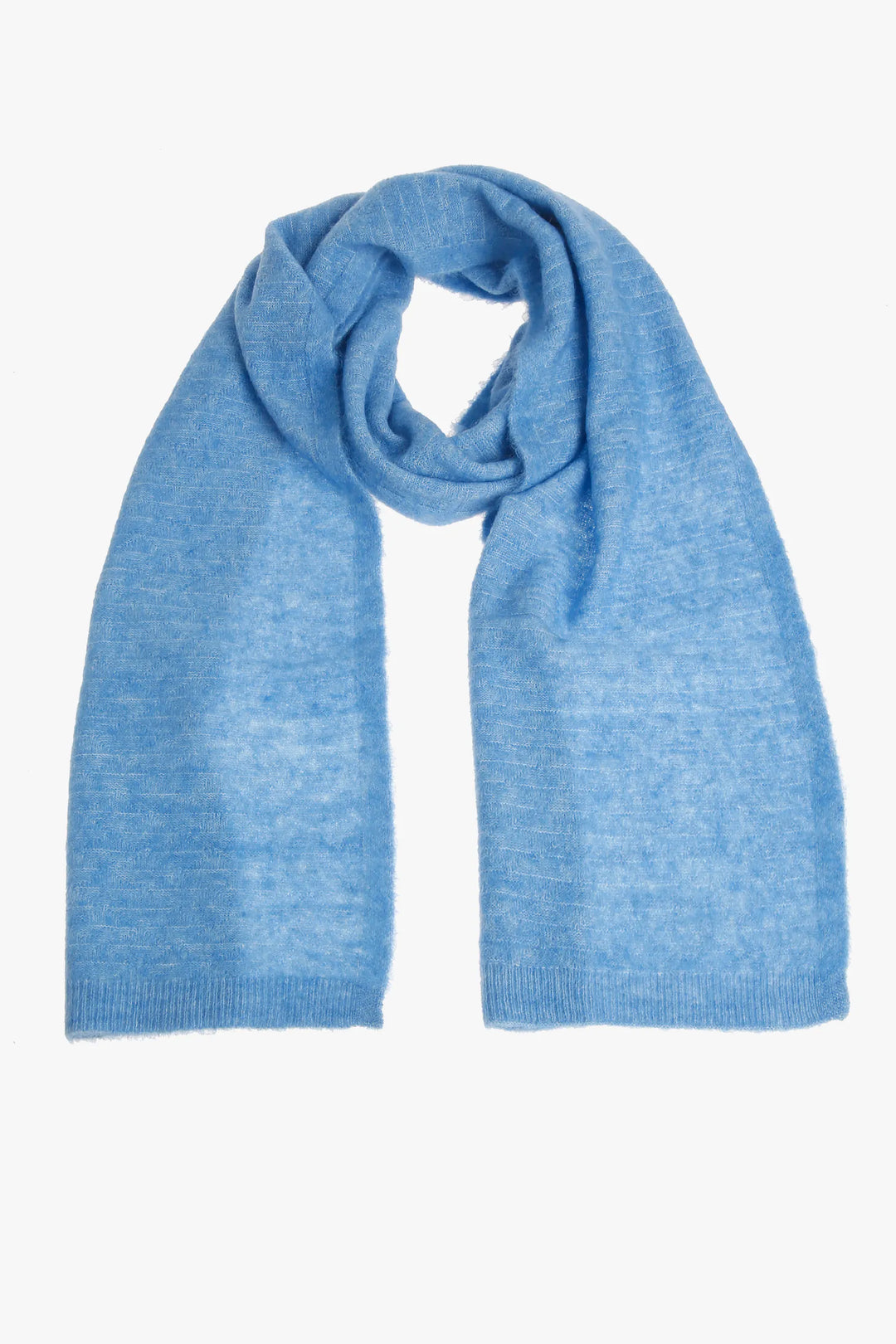 Babyblauwe Alpaca Mix Sjaal Met Geribde Boord