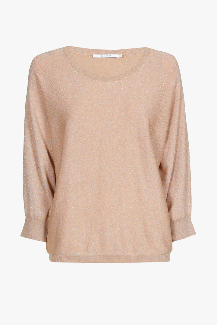 Lurex Trui In Subtiel Brons Goud