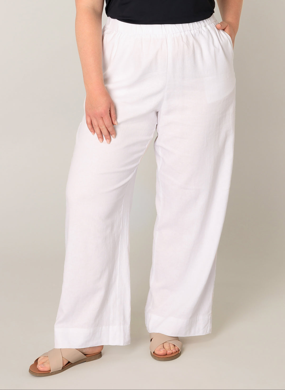 Tijdloze Witte Linnen Broek Met Hoge Taille