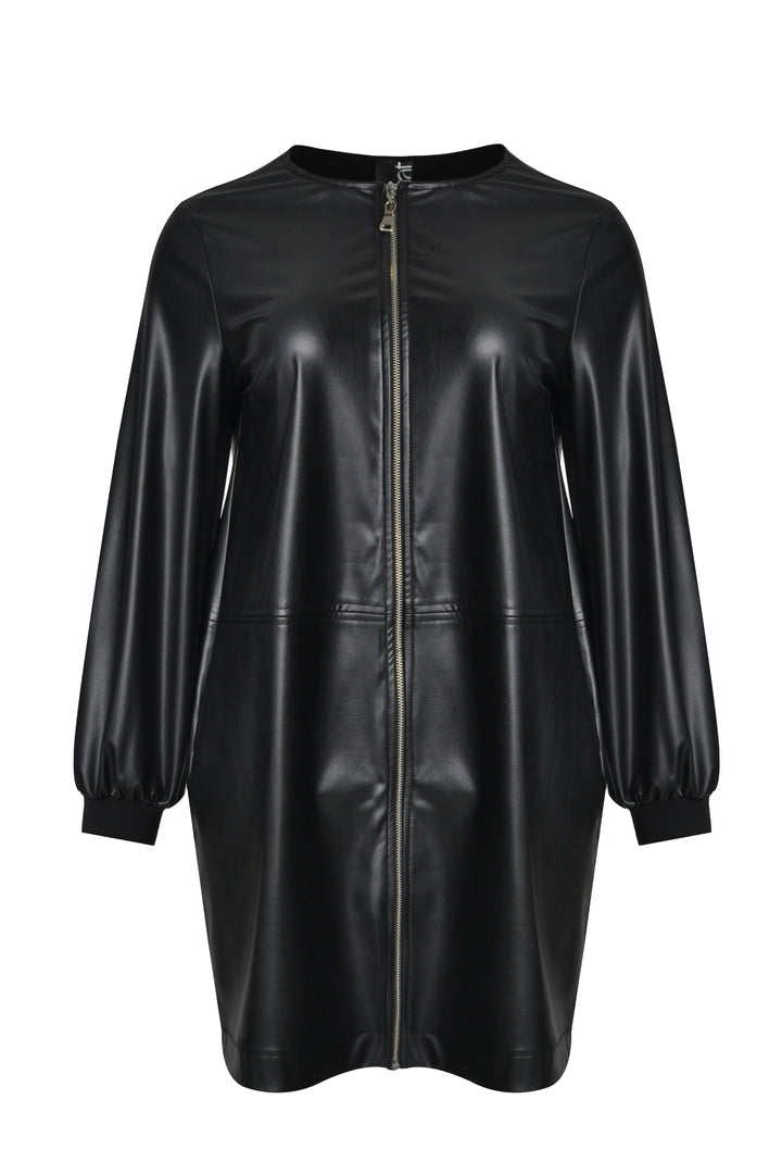 Powerful faux leather mini dress