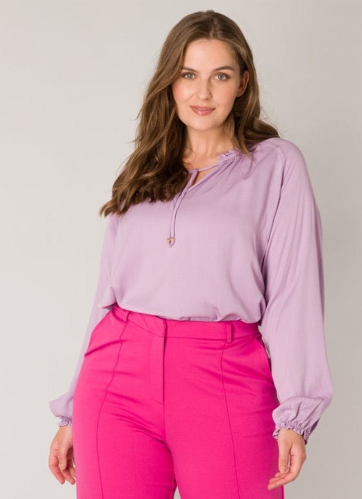 violet blouse met lange mouw - yesta - - grote maten - dameskleding - kledingwinkel - herent - leuven