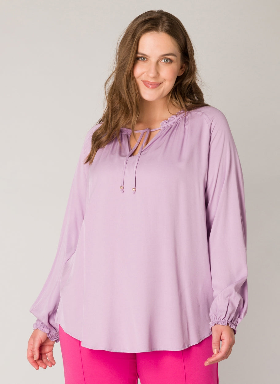 violet blouse met lange mouw - yesta - - grote maten - dameskleding - kledingwinkel - herent - leuven