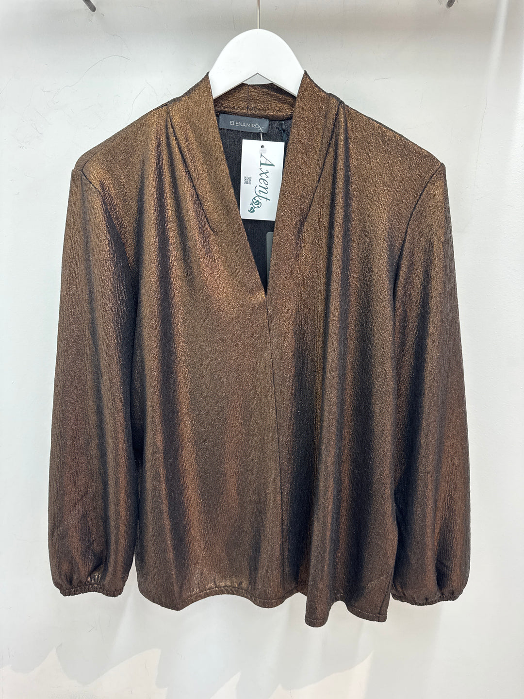 Glanzende Plussize Blouse In Brons