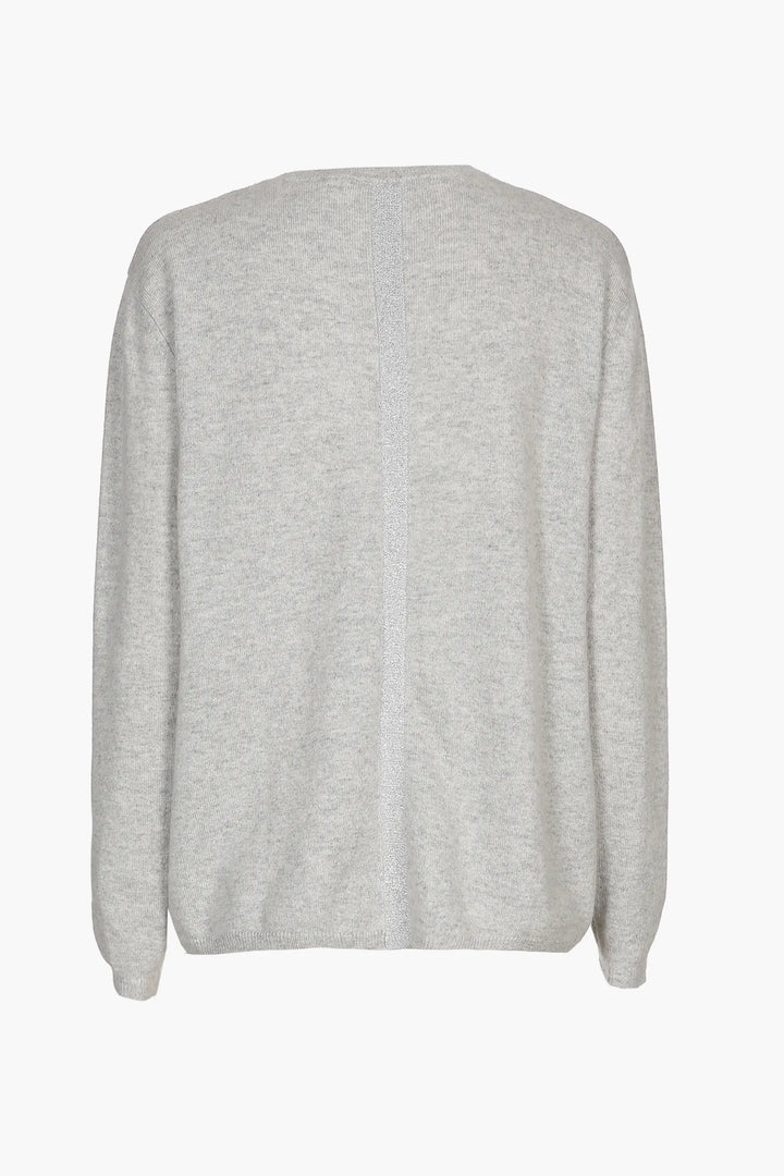 Grijze Elegante Kasjmier Trui Met Chic Detail