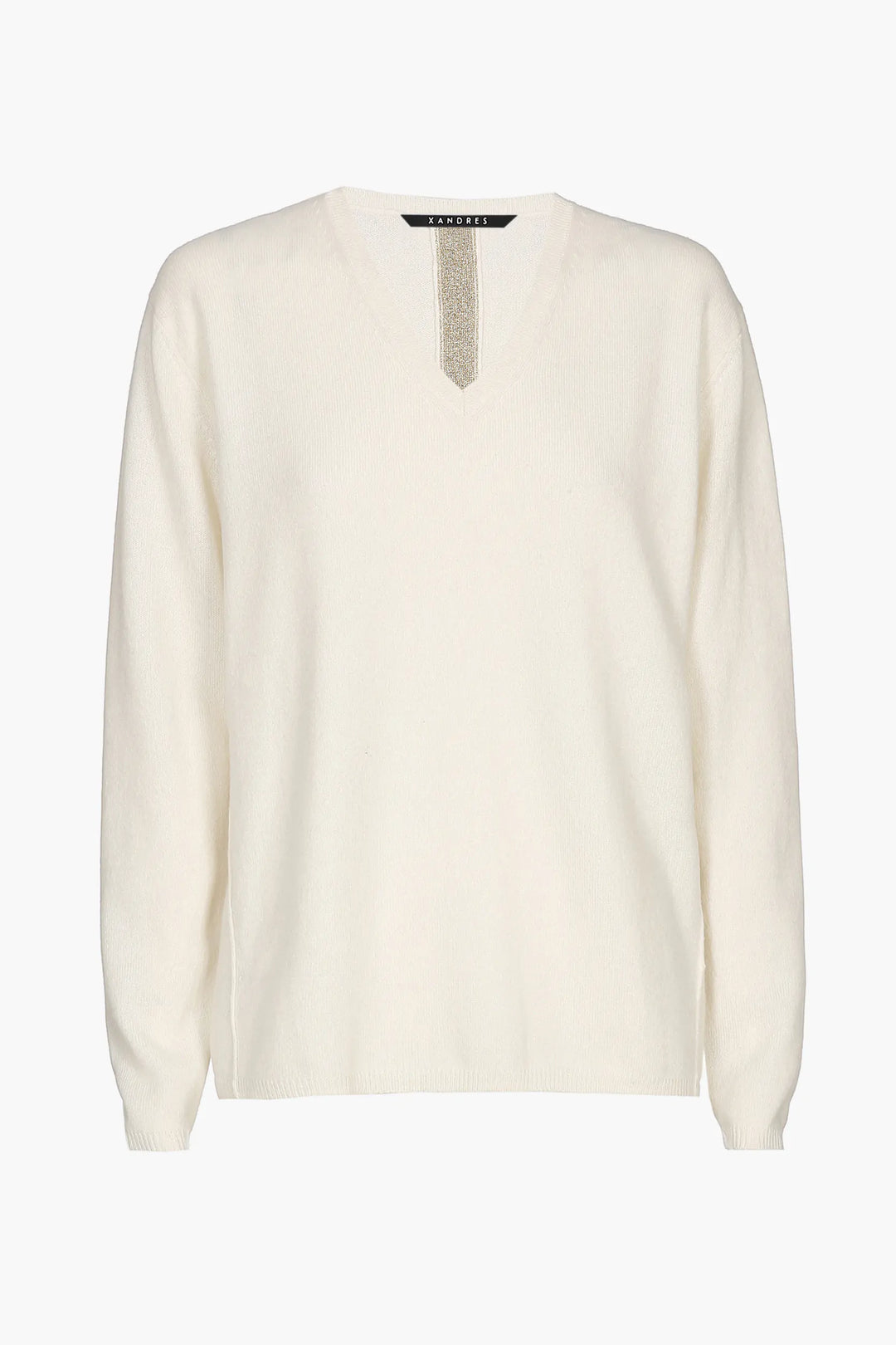 Ecru Elegante Kasjmier Trui Met Chic Detail