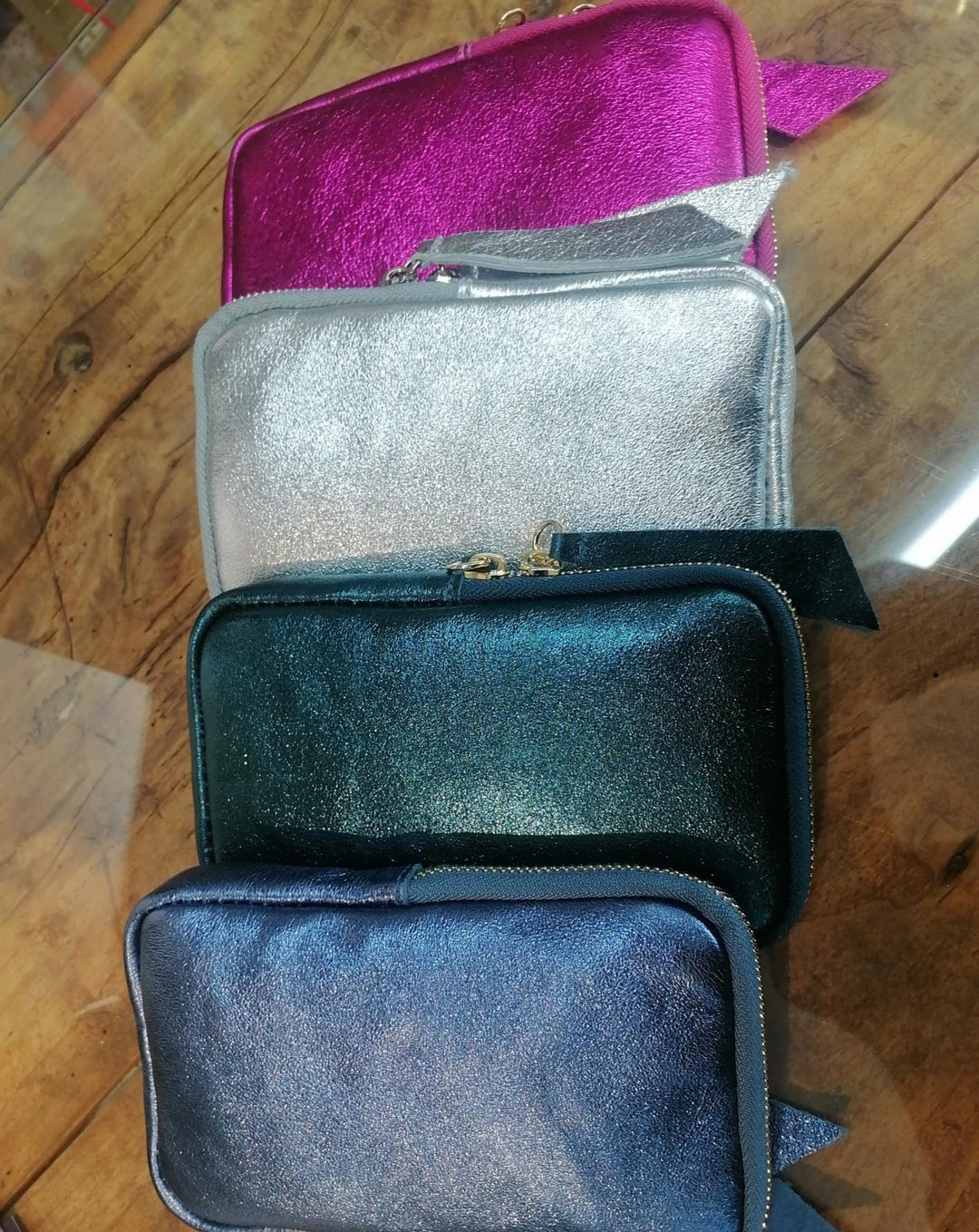Mini Metallic Leren Crossbody Tas