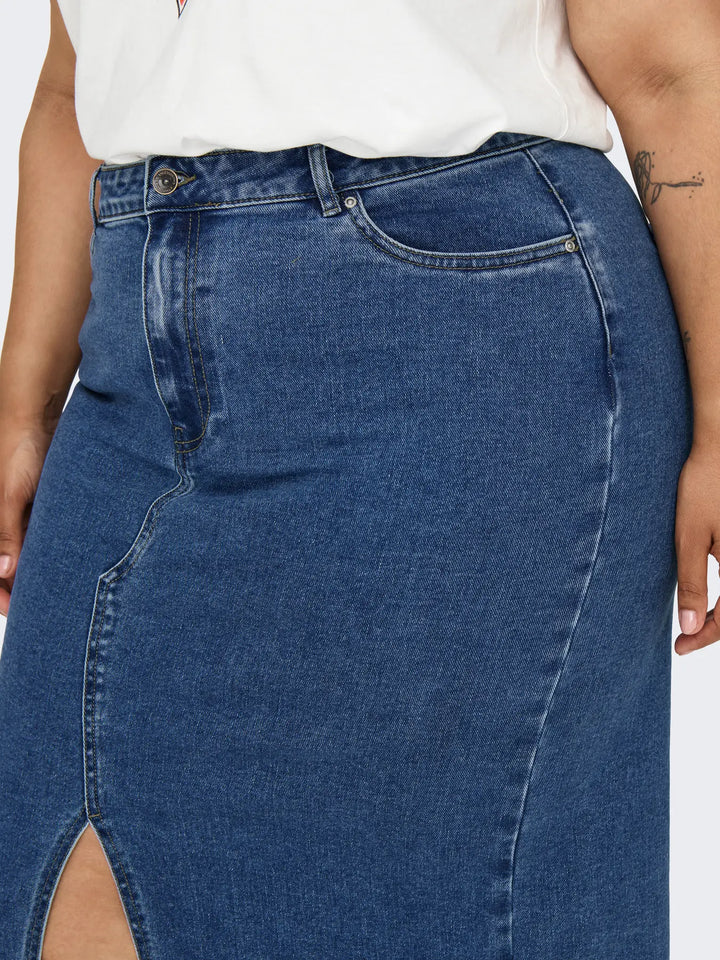 Denim Kokerrok Met Split