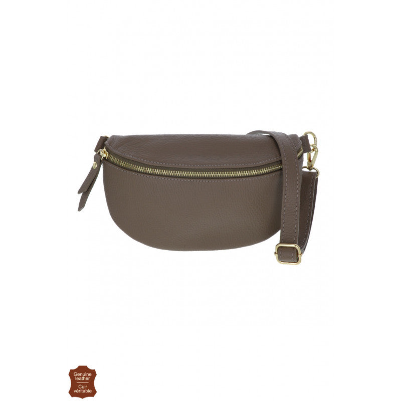 taupe crossbody tas van leder - axent - 815S22008 - grote maten - dameskleding - kledingwinkel - herent - leuven