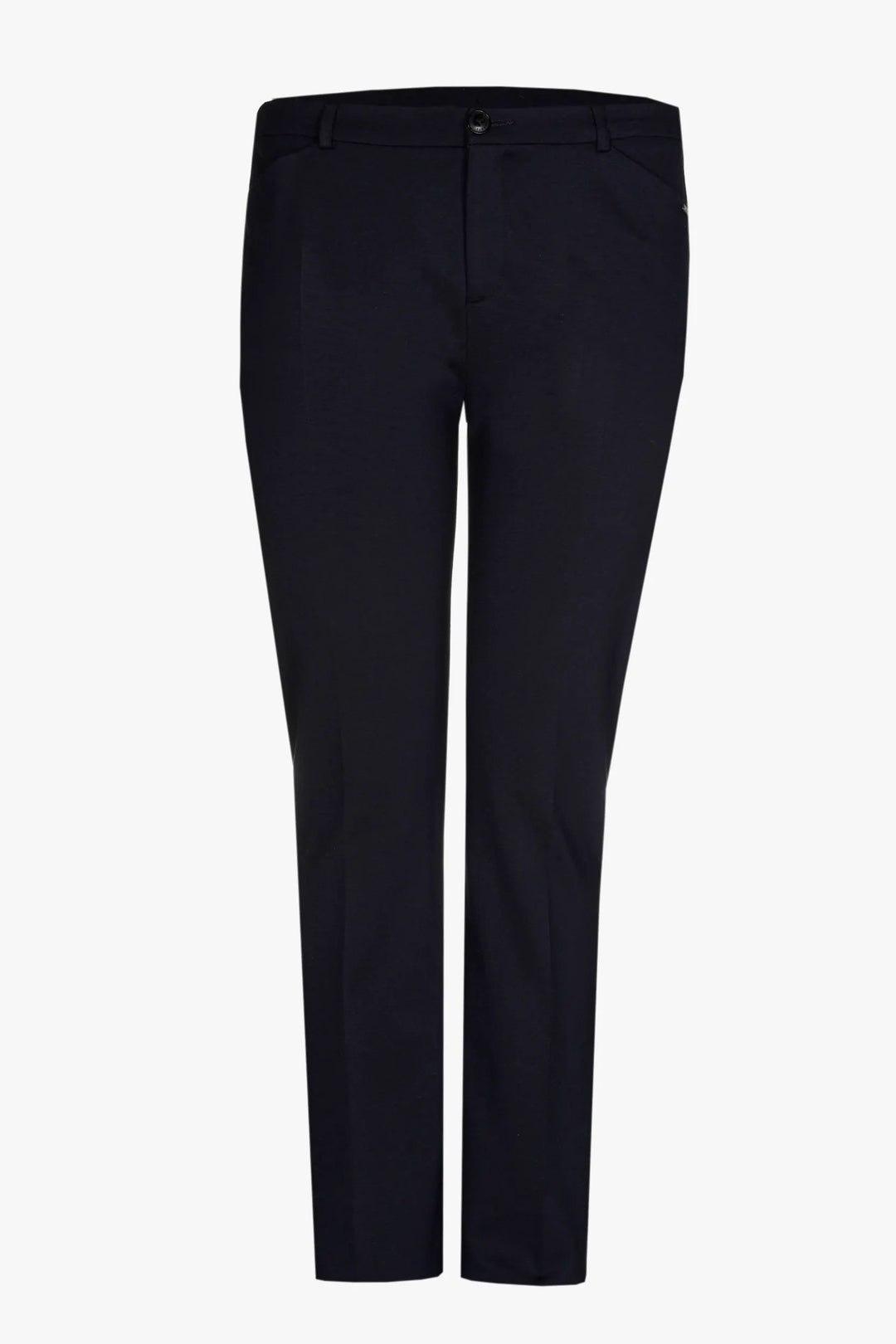 Marineblauwe Broek Met Rechte Pijpen En Elastische Tailleband