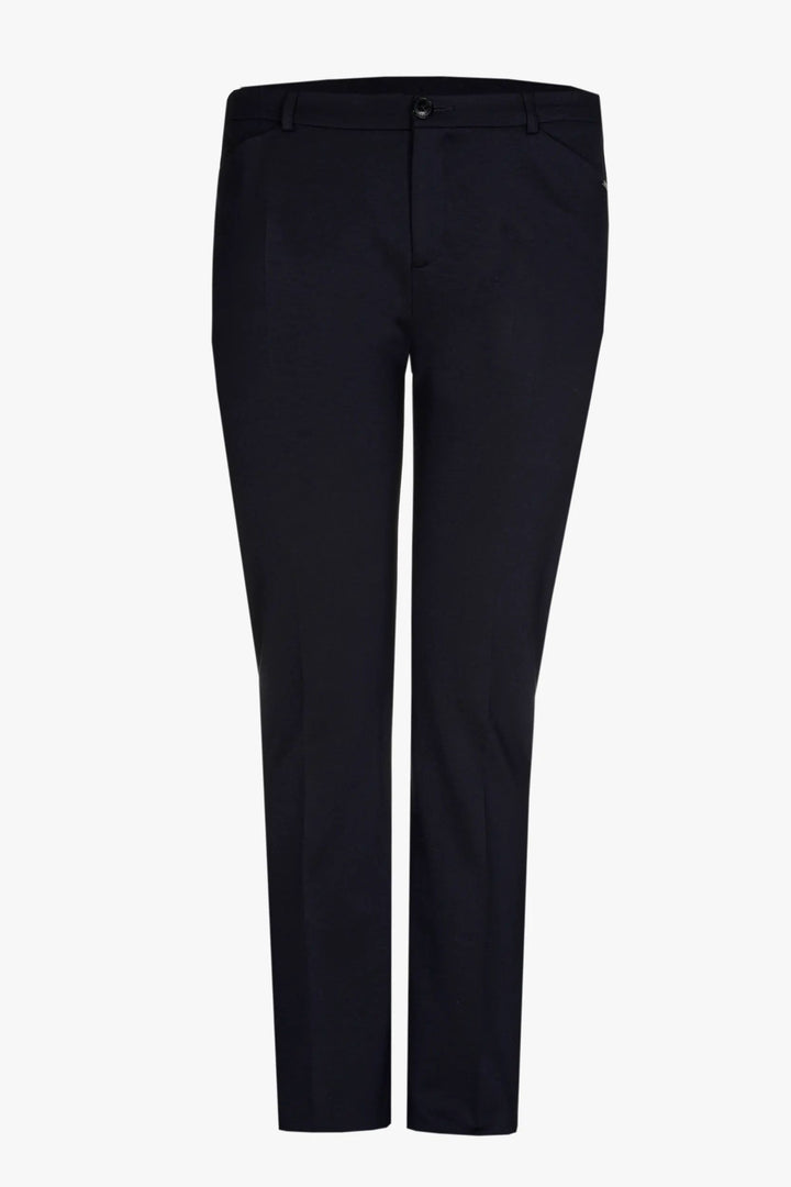 Marineblauwe Broek Met Rechte Pijpen En Elastische Tailleband