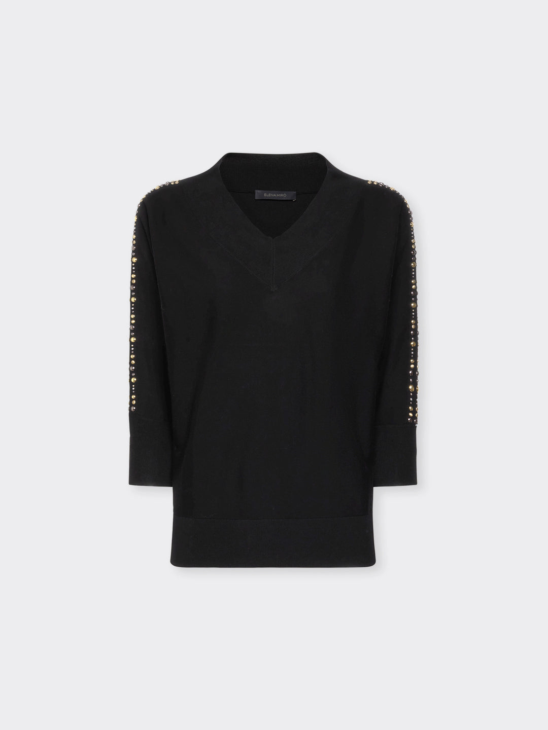 Zwarte V-hals Trui Met Studs
