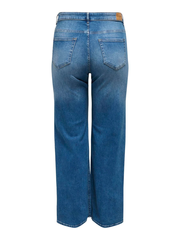 Trendy Wide-Leg Jeans In Mediumblauw Denim