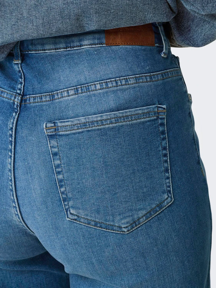 Trendy Wide-Leg Jeans In Mediumblauw Denim
