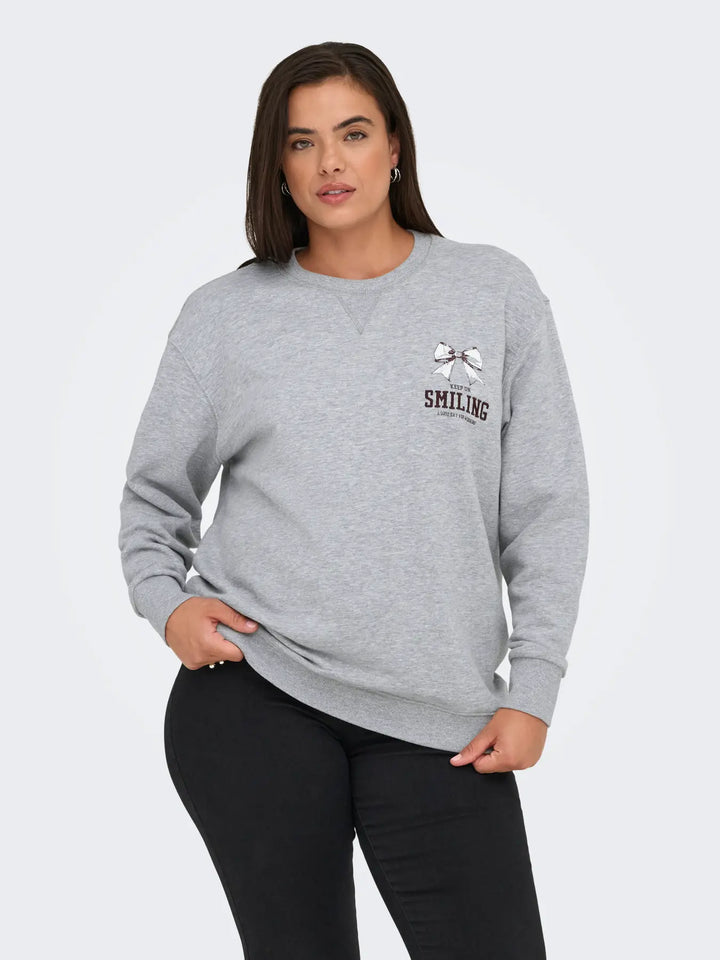 Grijze Plussize Sweatshirt Met Print