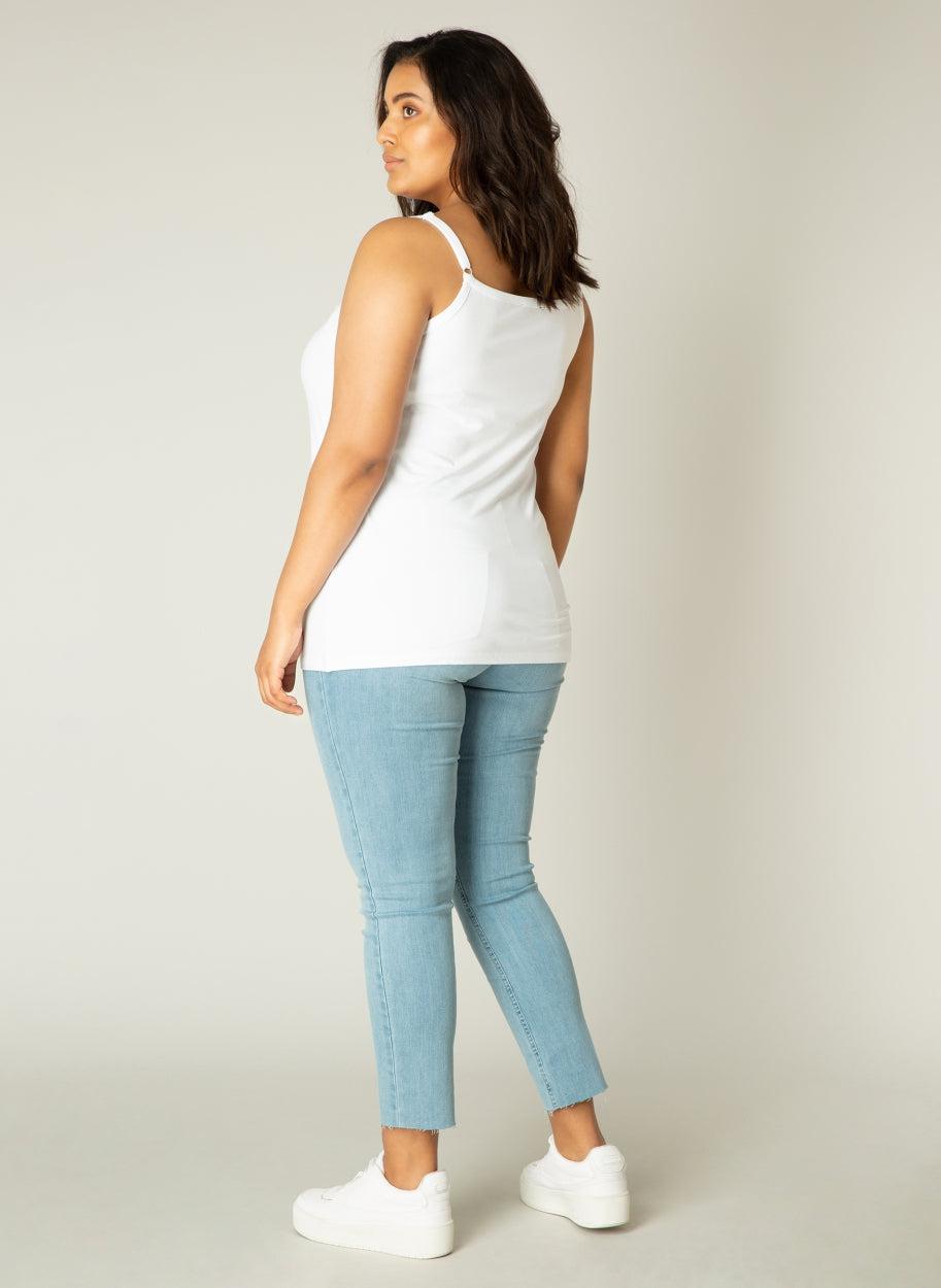 witte top met verstelbare spaghetti bandjes - base level curvy - - grote maten - dameskleding - kledingwinkel - herent - leuven