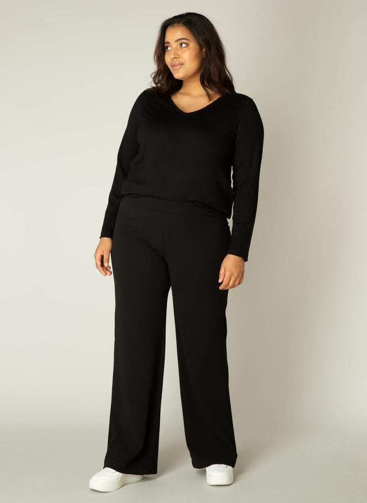 Zwarte Wijde Broek Met Een Elastische Tailleband (30 Inch)