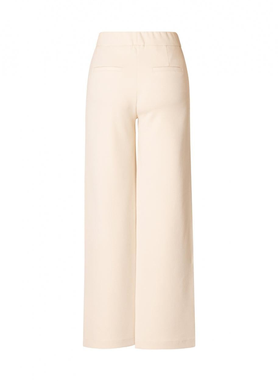 Beige Wijde Broek Met Een Elastische Tailleband