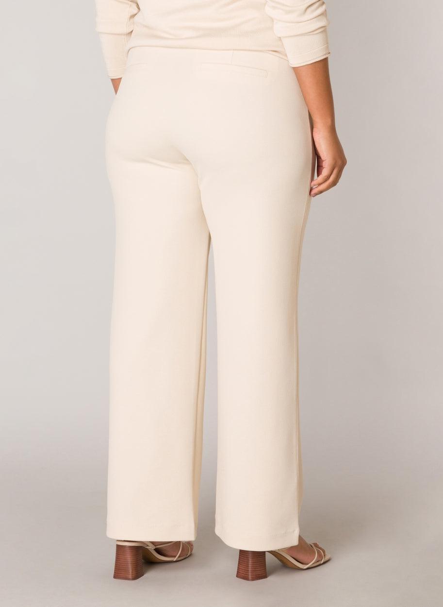 Beige Wijde Broek Met Een Elastische Tailleband
