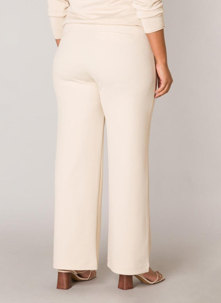 Beige Wijde Broek Met Een Elastische Tailleband