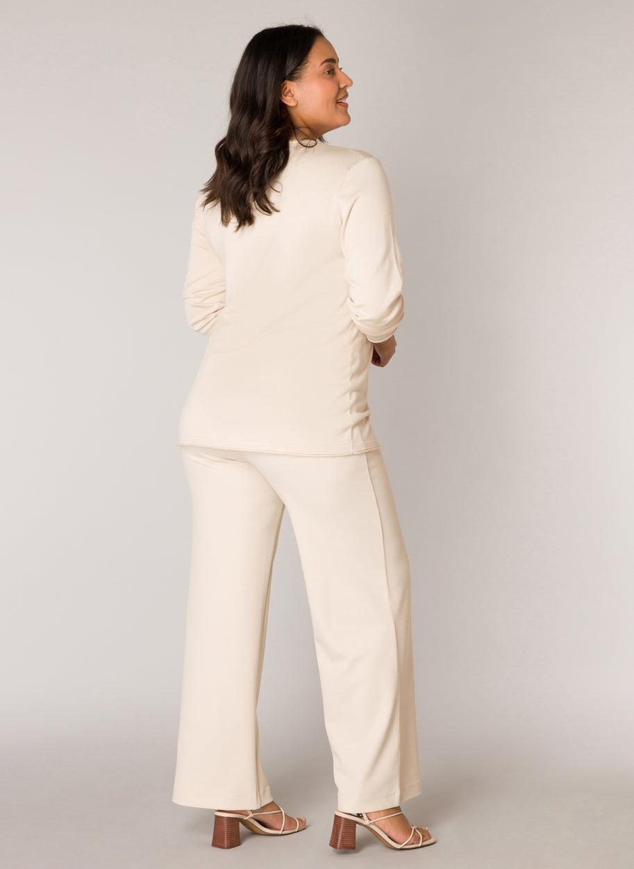 Beige Wijde Broek Met Een Elastische Tailleband