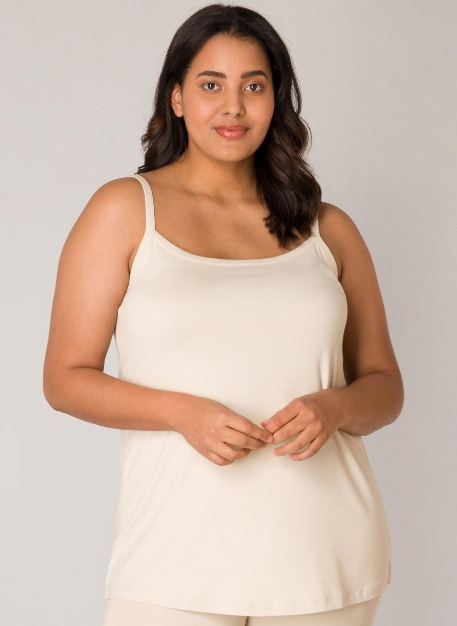 Beige Top Met Verstelbare Spaghetti Bandjes