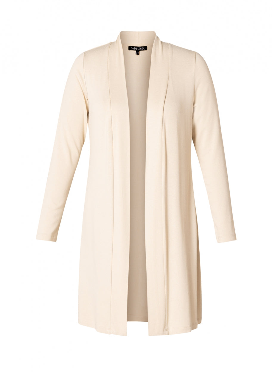 basis vest ayla long in beige - base level curvy - - grote maten - dameskleding - kledingwinkel - herent - leuven