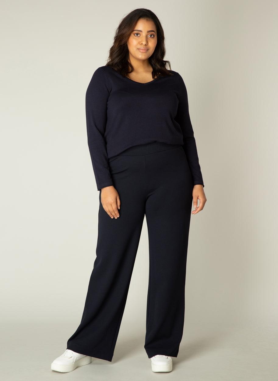 Blauwe Wijde Broek Met Een Elastische Tailleband