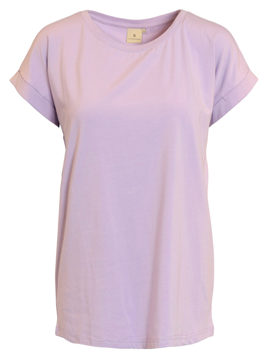 t-shirt met ronde hals in lila - b. copenhagen - - grote maten - dameskleding - kledingwinkel - herent - leuven