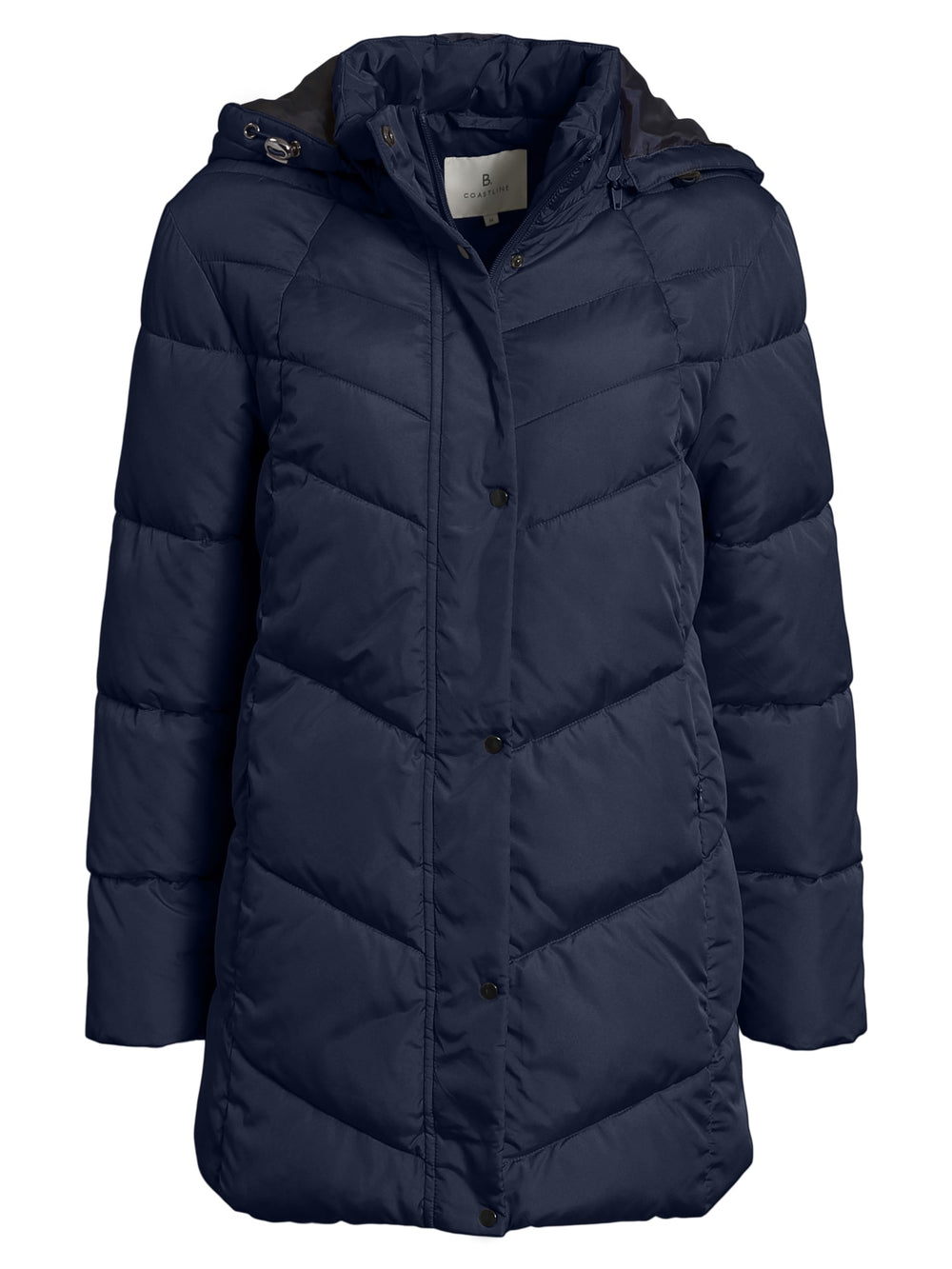 doorstikte mantel met kap in blauw - b. copenhagen - 213883 - grote maten - dameskleding - kledingwinkel - herent - leuven