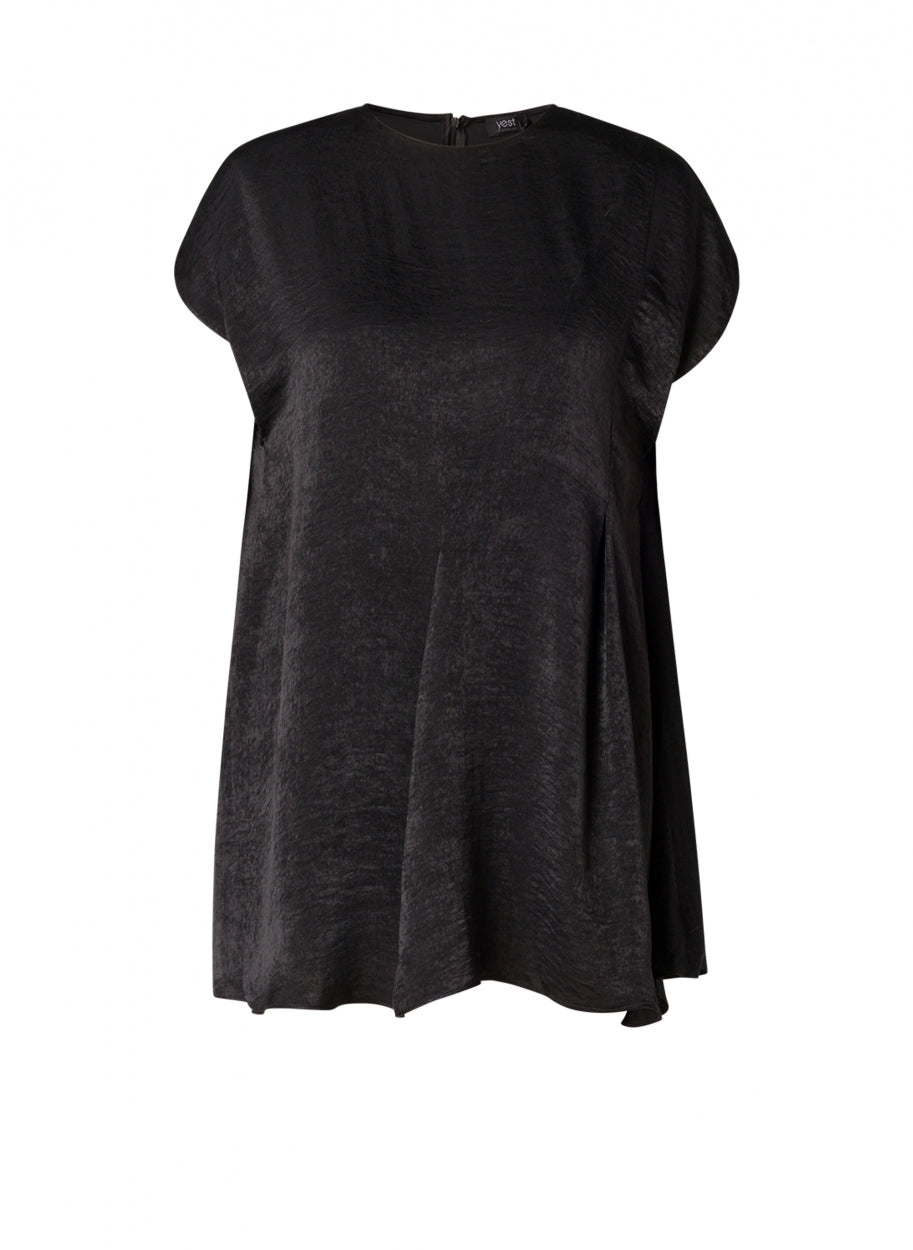 zwarte tuniek met korte aangesneden mouwen - yesta - - grote maten - dameskleding - kledingwinkel - herent - leuven