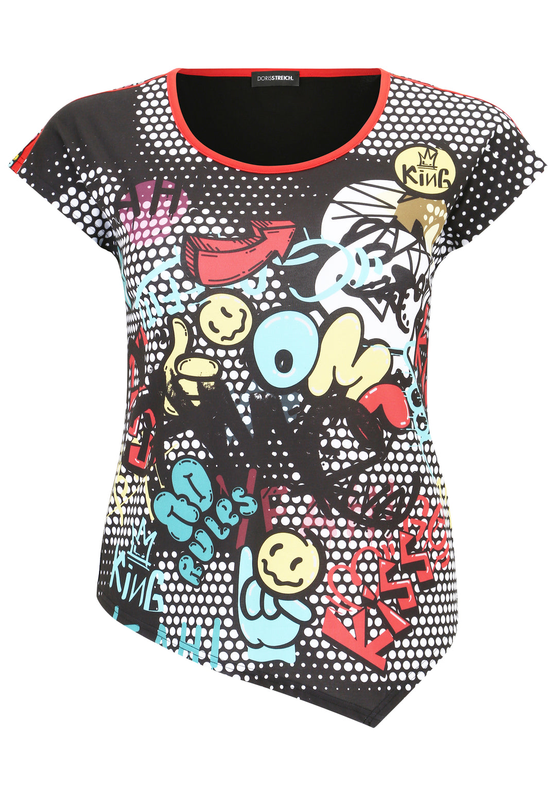 shirt met pop art tekening - doris streich - - grote maten - dameskleding - kledingwinkel - herent - leuven