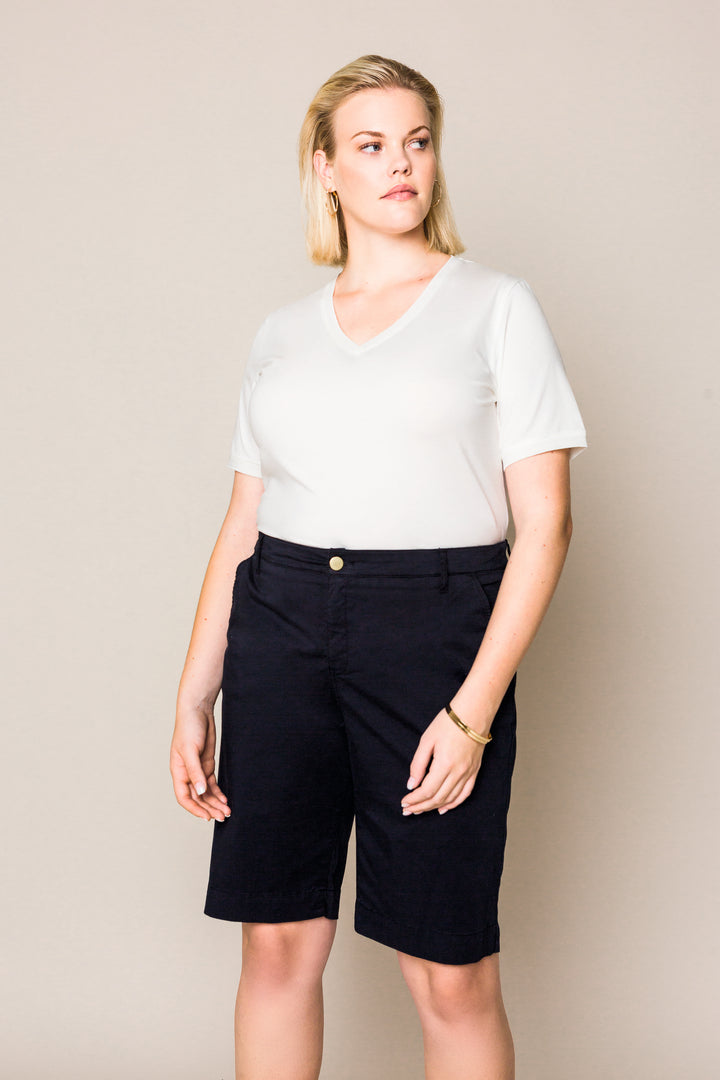 Wit Basis T-Shirt Met V-Hals